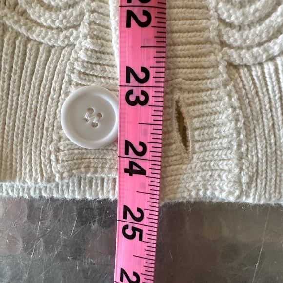 YITAI Short-Sleeve Cardigan Sweater β L (White/Pink/Blue/Green Vestron Stripes) - Picture 5 of 5